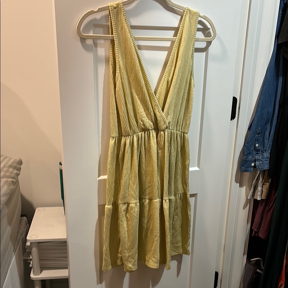 Yellow Striped Sleeveless Dress